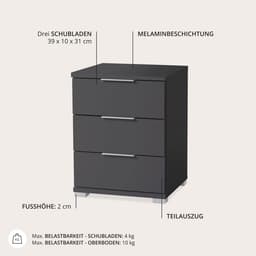 Schlafkontor Nachtkommode Smilla | Grau