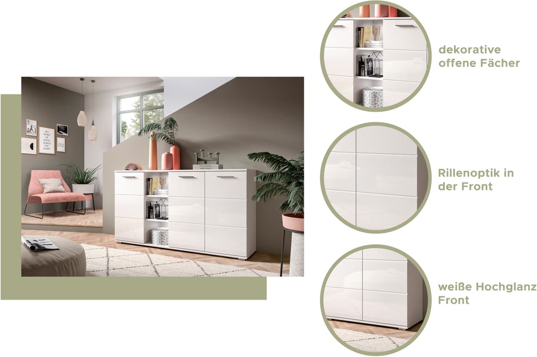 Home affaire Sideboard Valge | Weiß
