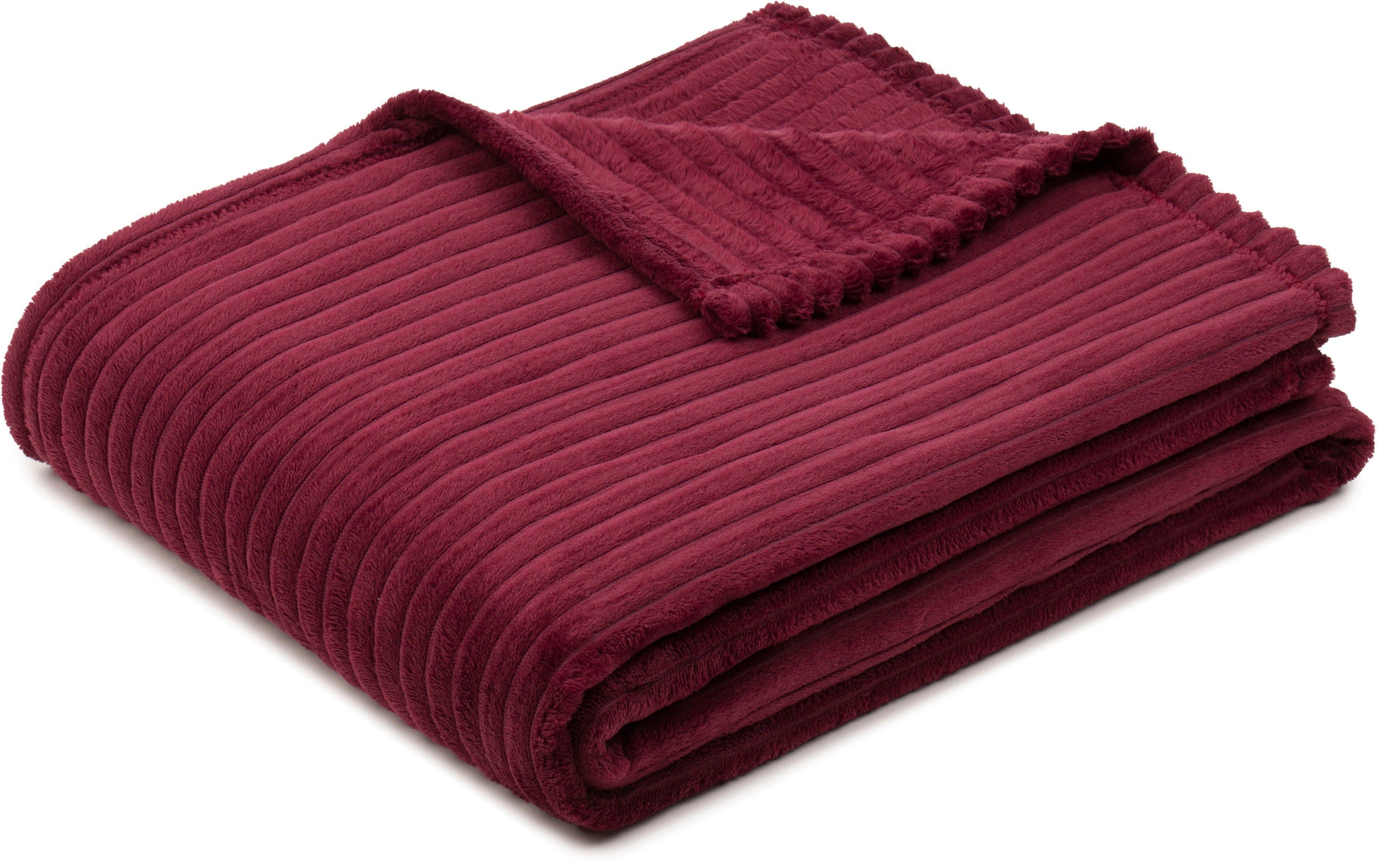 Wohndecke Feincord Kuscheldecke | Rot