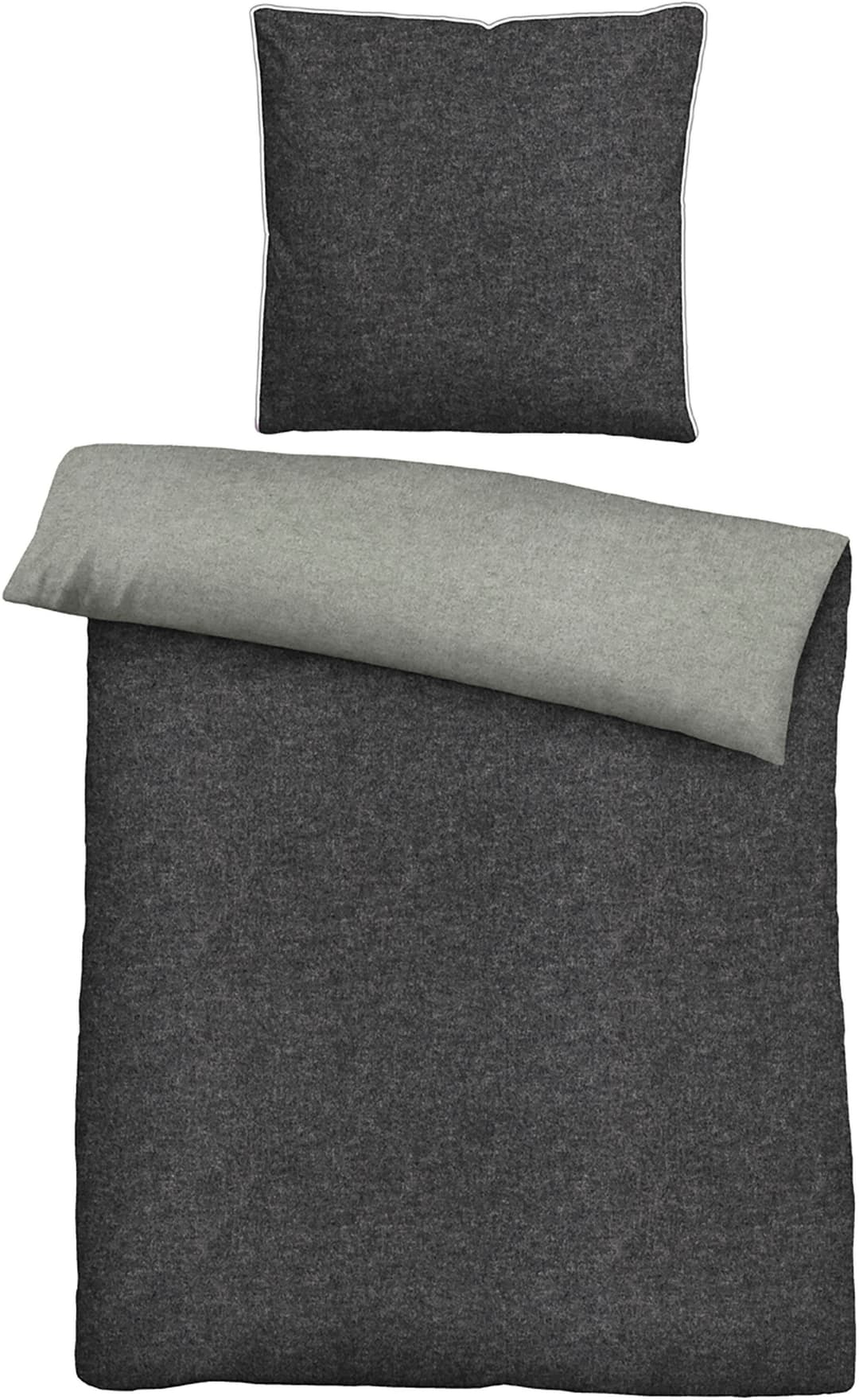 Biberna Wendebettwäsche Hermal Flanell | Grau