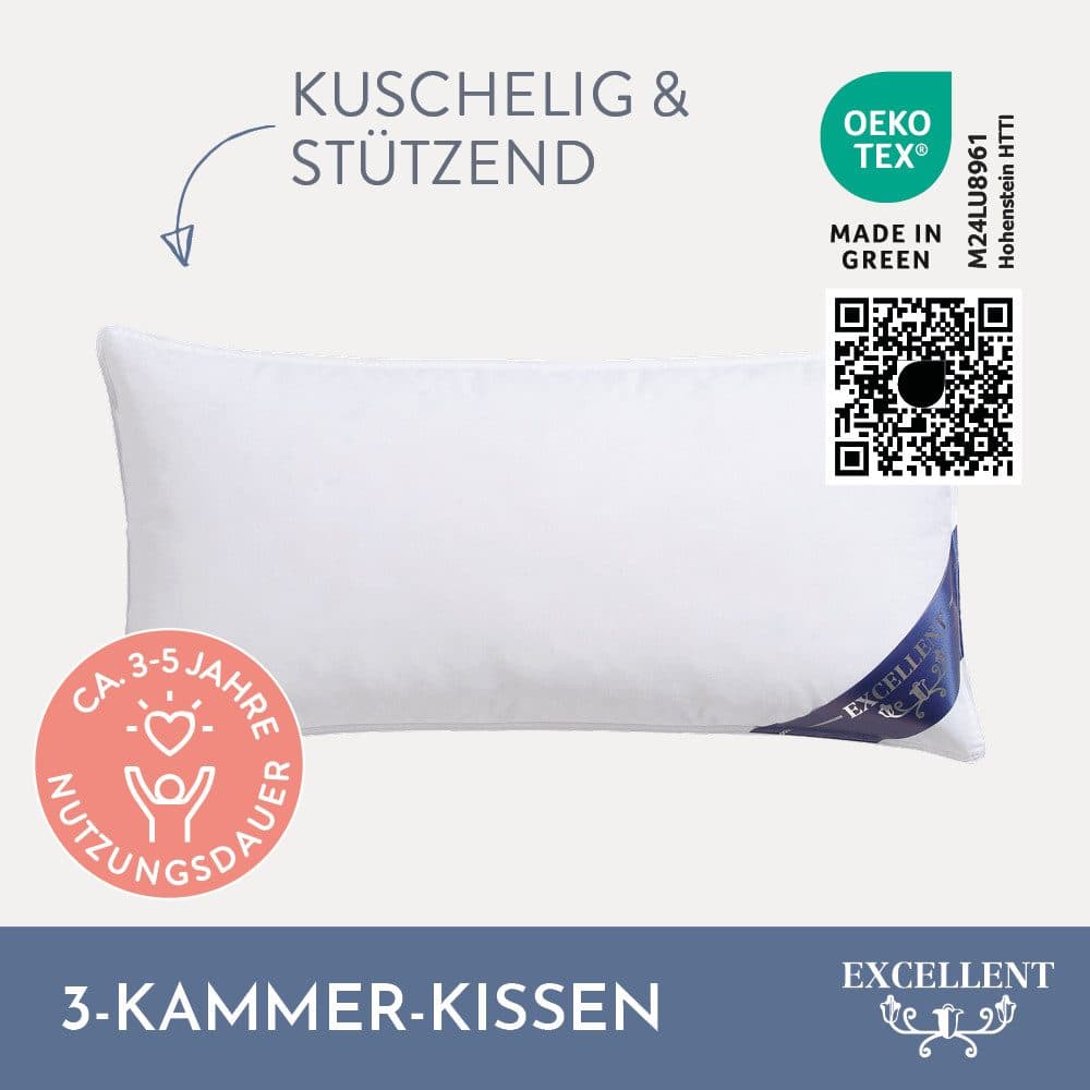 Excellent 3-Kammer-Kopfkissen Venedig | Weiß