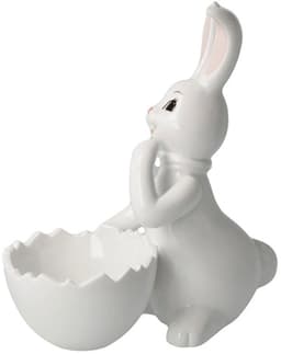 Goebel Osterhase Figur Hase mit Schale Snow White - Cute Girl | Weiß