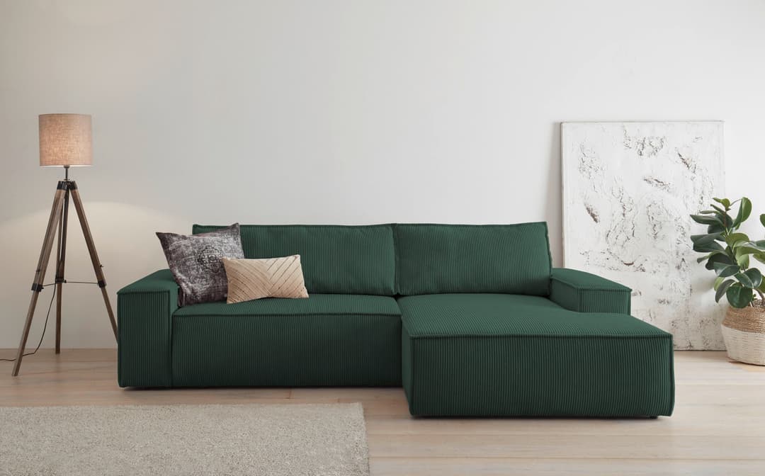 Home affaire Ecksofa SHERWOOD L-Form, 267 cm | Grün