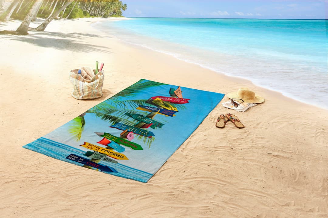 good morning Strandtuch Beach Sign | Mehrfarbig