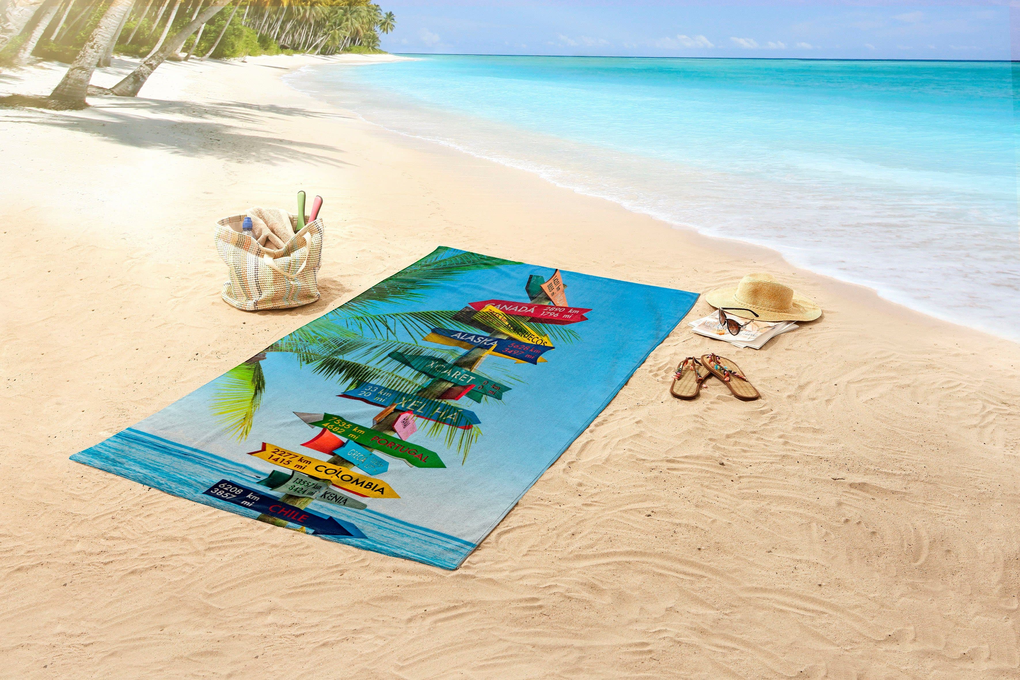 good morning Strandtuch Beach Sign | Mehrfarbig