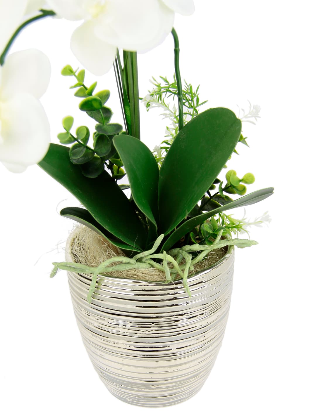 Kunstblume Arrangement Orchidee/Gras | Weiß