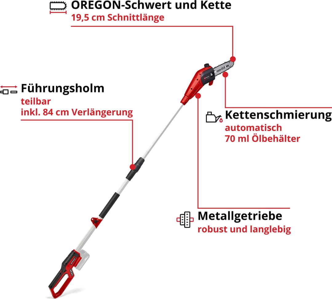 Einhell Akku-Hochentaster GC-LC 18/20 Li T-Solo | Rot