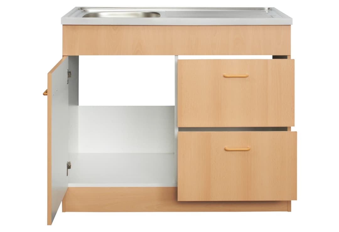 KOCHSTATION Spülenschrank KS-Elster Breite 100 cm | Holztöne