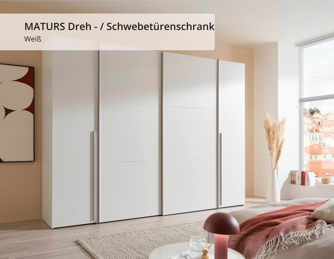 Schlafkontor Maturs Drehtürenschrank | Weiß