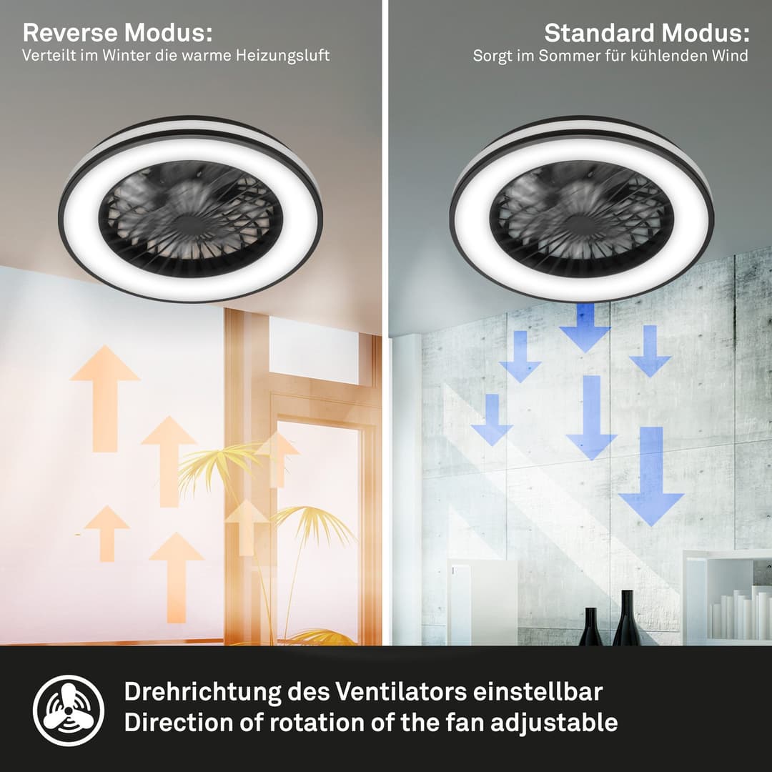 OTTO home Vivienna Deckenleuchte mit Ventilator | Schwarz