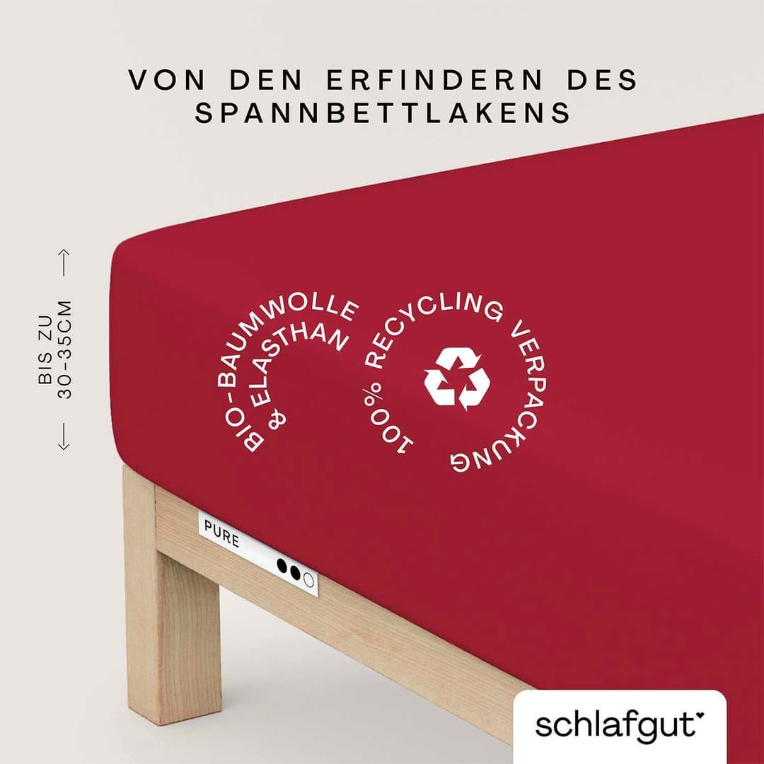 Schlafgut Spannbettlaken PURE Bio-Baumwolle | Rot
