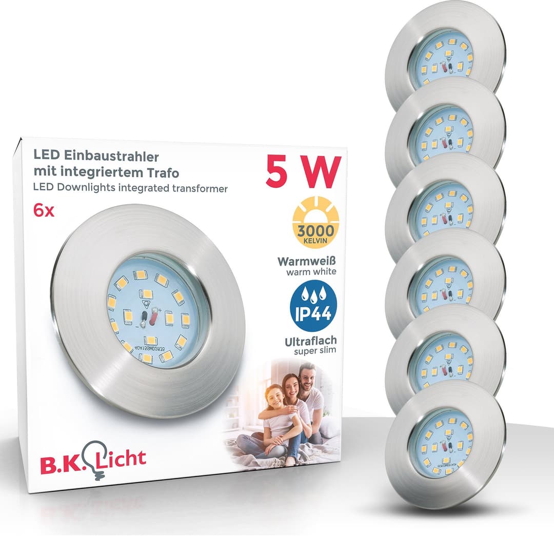 B.K.Licht LED Einbauleuchten 6er Set | Silber