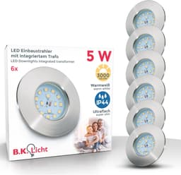 B.K.Licht LED Einbauleuchten 6er Set | Silber