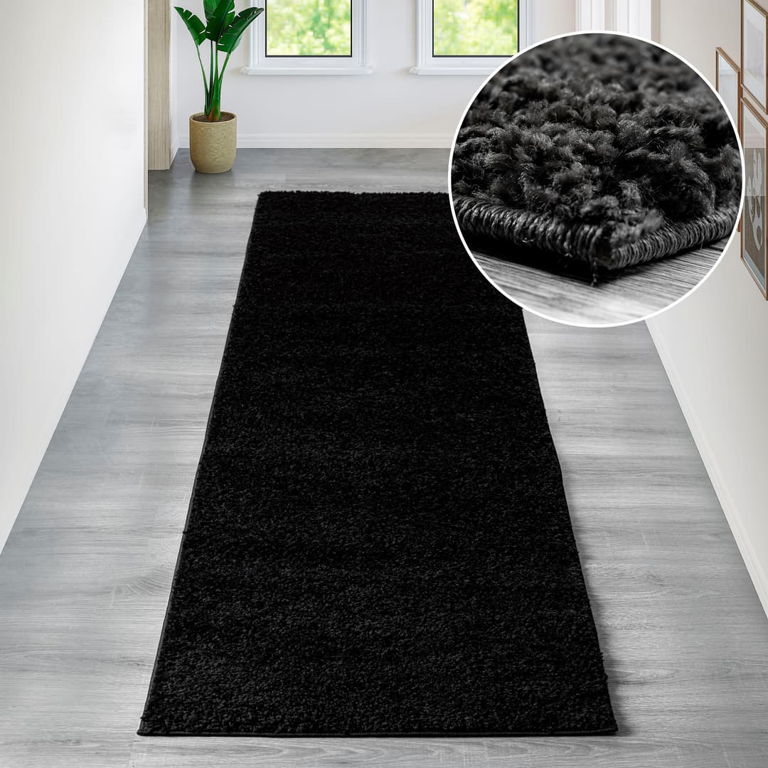 Bruno Banani Läufer Shaggy Soft | Schwarz