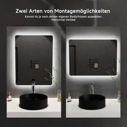 welltime LED-Lichtspiegel Toledo | Schwarz