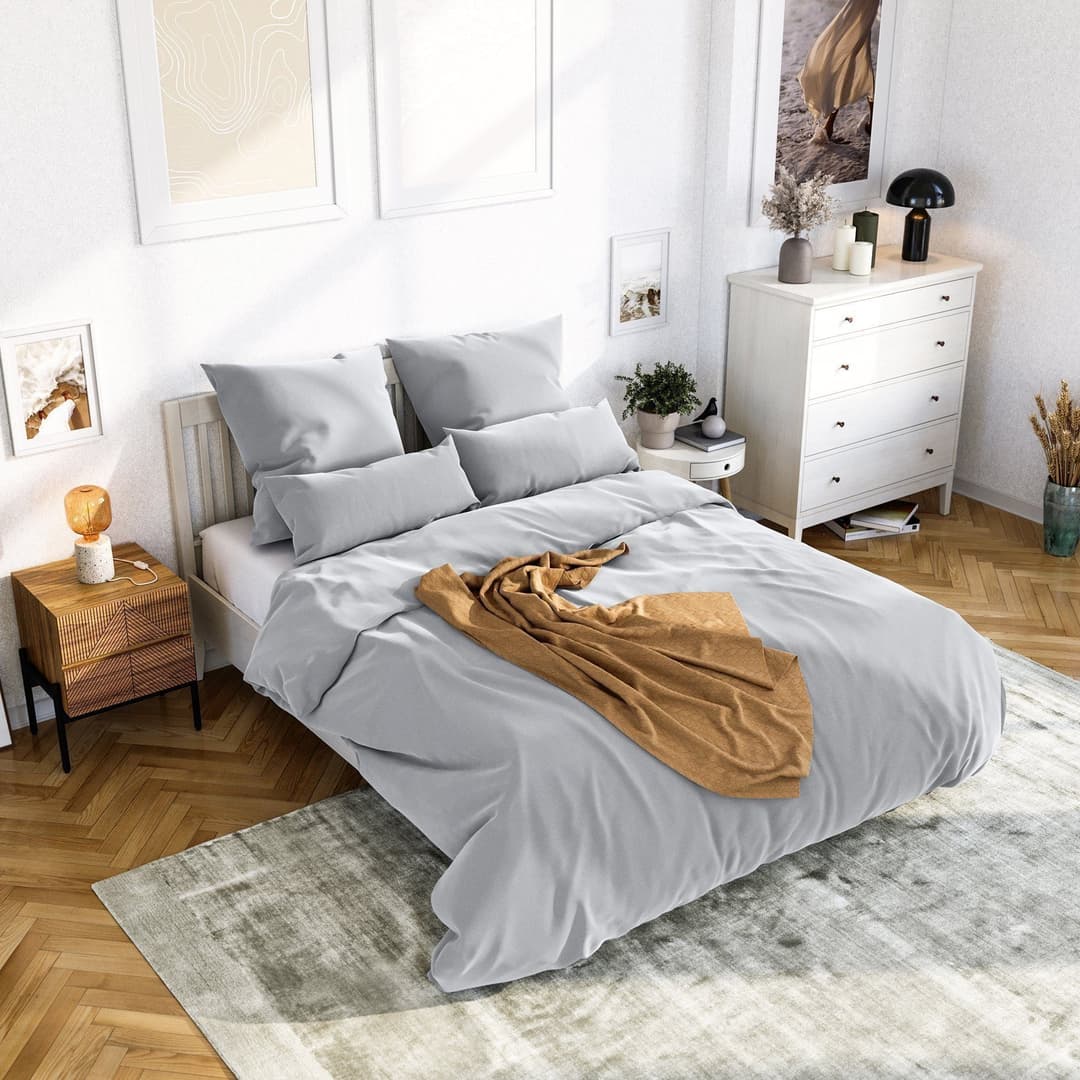 Wolkenfeld Bettwäsche Mikrofaser 4 tlg | Grau