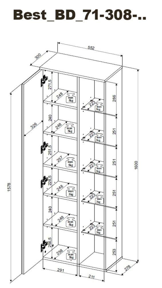 BASIC by Balculina Best Hochschrank | Holztöne