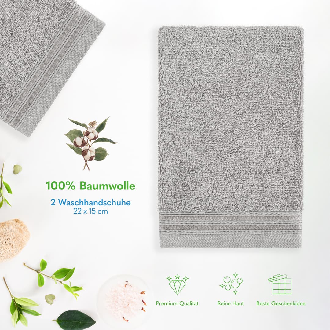 HAMMETEX Waschlappen 2er-Set | Grau