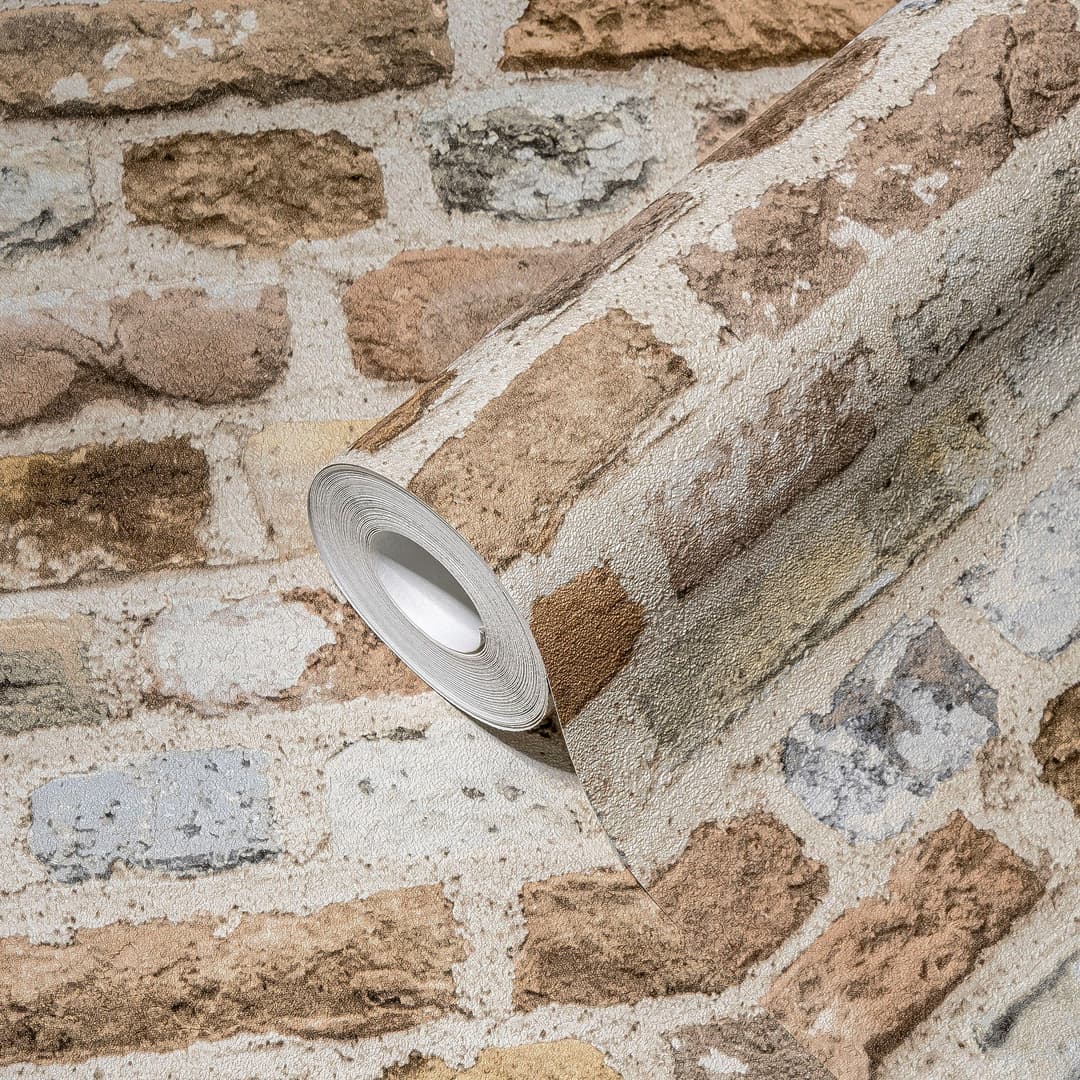 A.S. Création Bricks & Stones Vliestapete | Braun