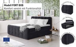 COTTA Boxspringbett Fort mit Bettkasten | Grau
