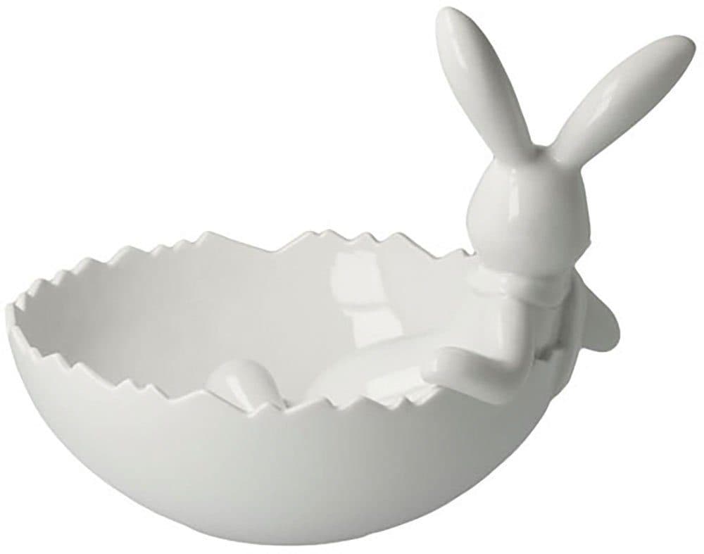 Goebel Osterhase Figur Hase mit Schale Snow White | Weiß