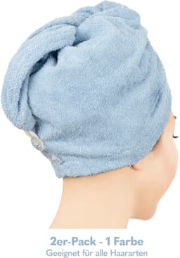 HAMMETEX Turban-Handtuch 2er Set | Blau