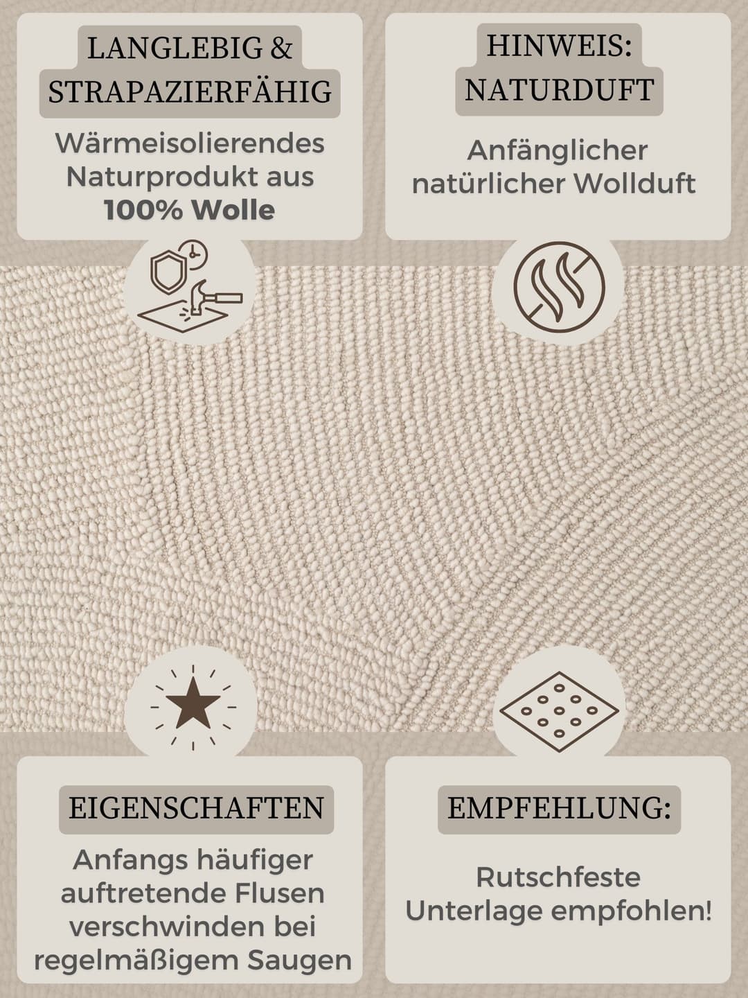 HANSE Home Wollteppich Calmio | Weiß