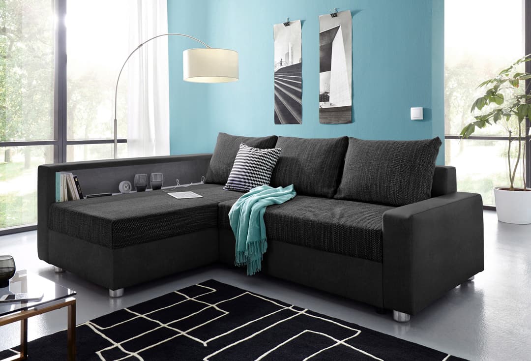 COLLECTION AB Ecksofa Relax L-Form | Schwarz