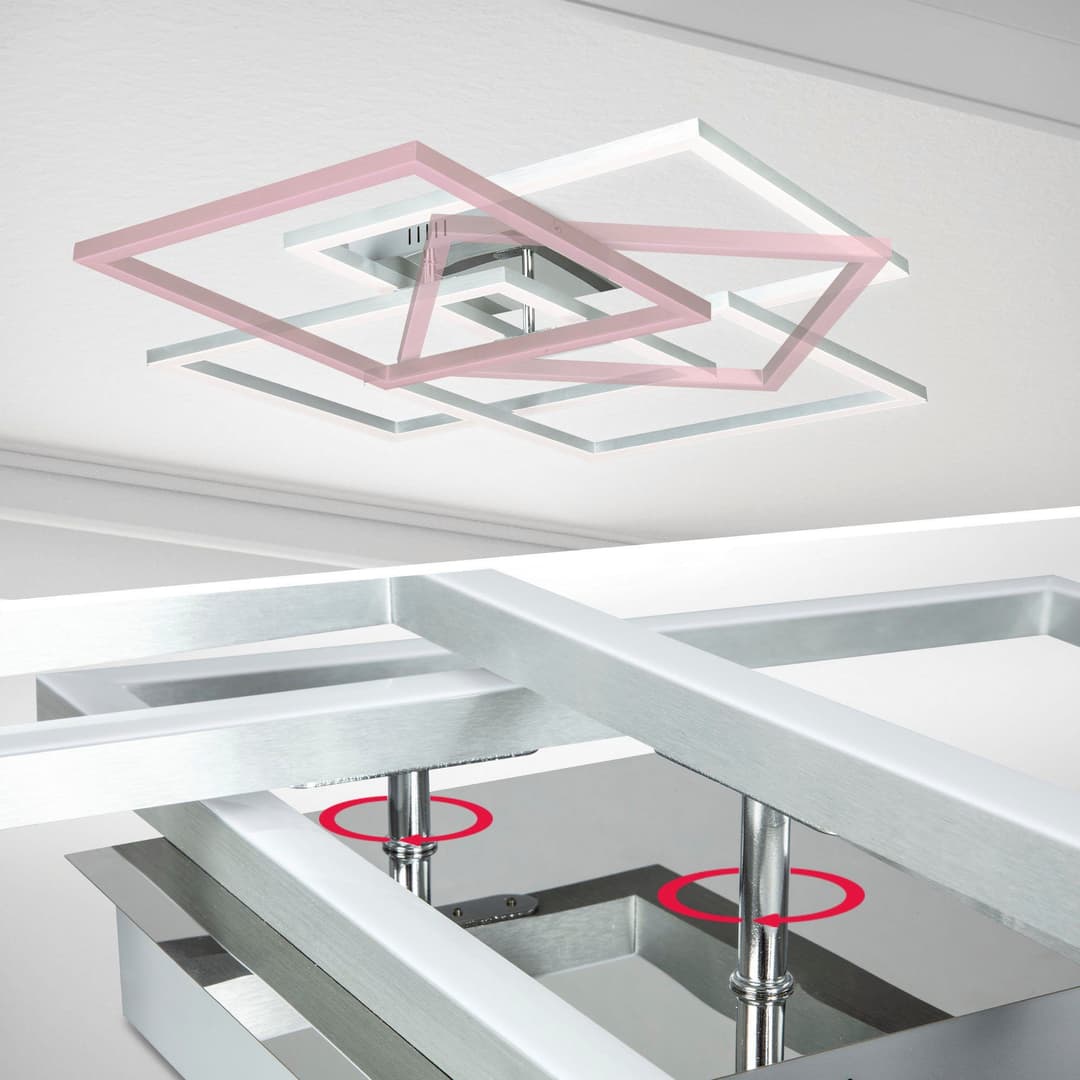 B.K.Licht BK_FR1320 WiFi LED-Deckenleuchte | Silber