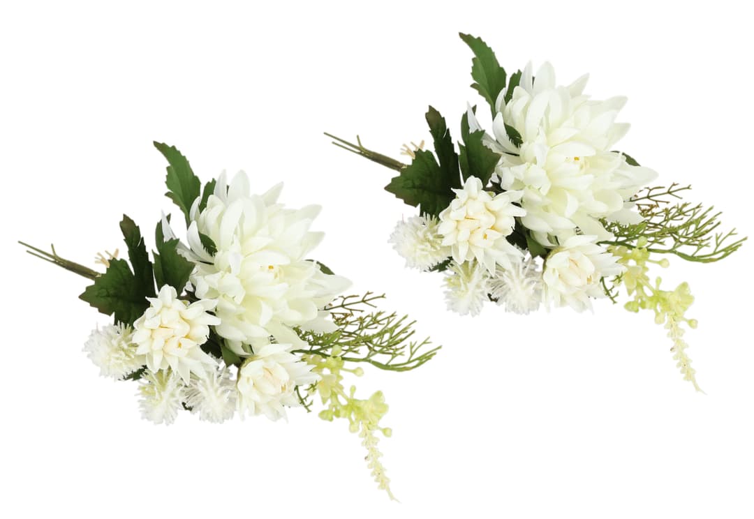 Kunstblume Chrysanthemen-Bund 2er Set | Weiß