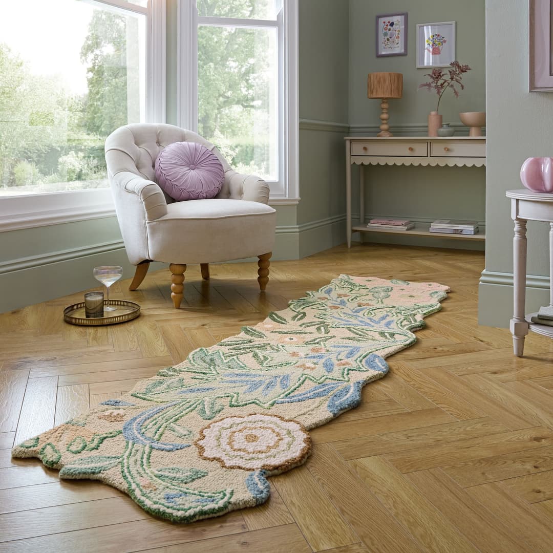 FLAIR RUGS Bryony Floral Wollteppich | Grün