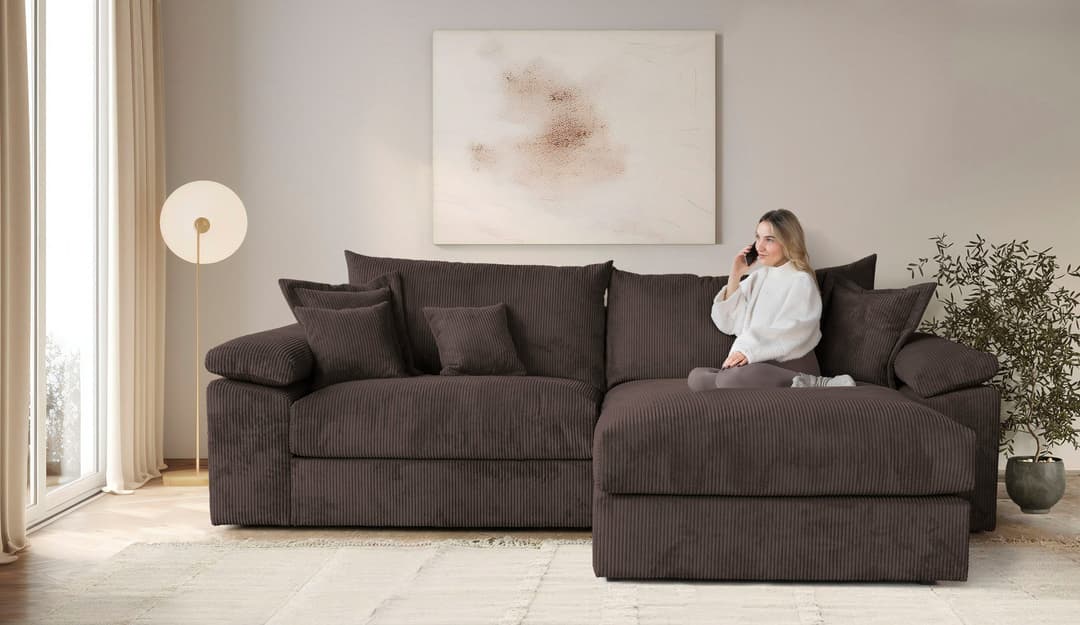 Home affaire Ecksofa Soft&Cosy XXL L-Form | Braun