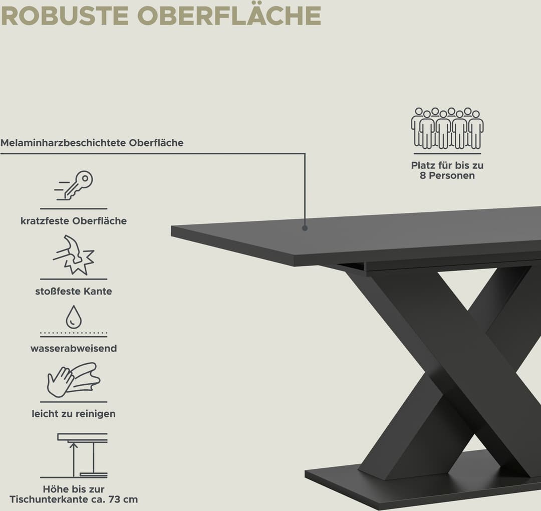 Home affaire Esstisch Motus | Grau