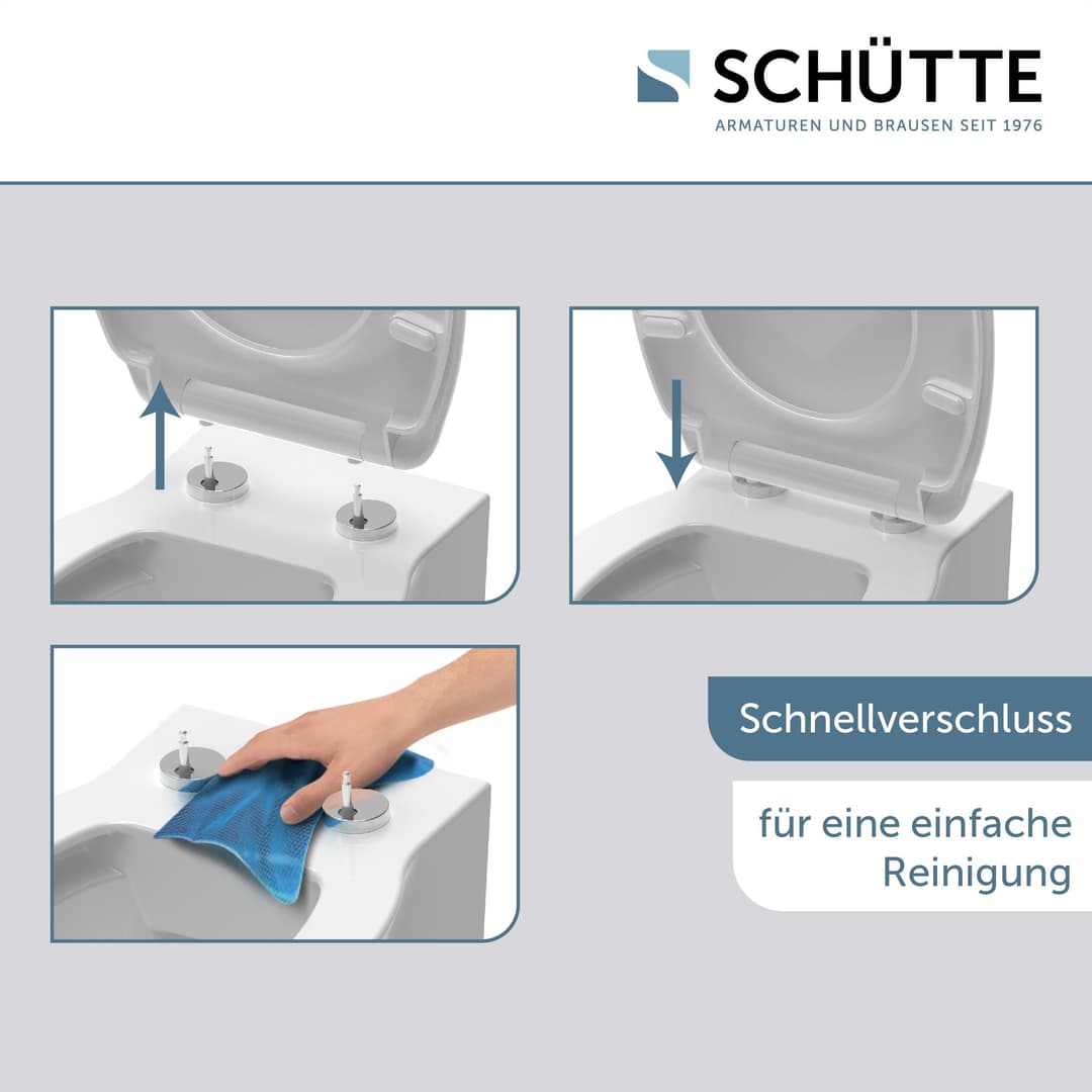 Schütte WC-Sitz Duroplast, WHITE D-Form PRO 5 | Weiß