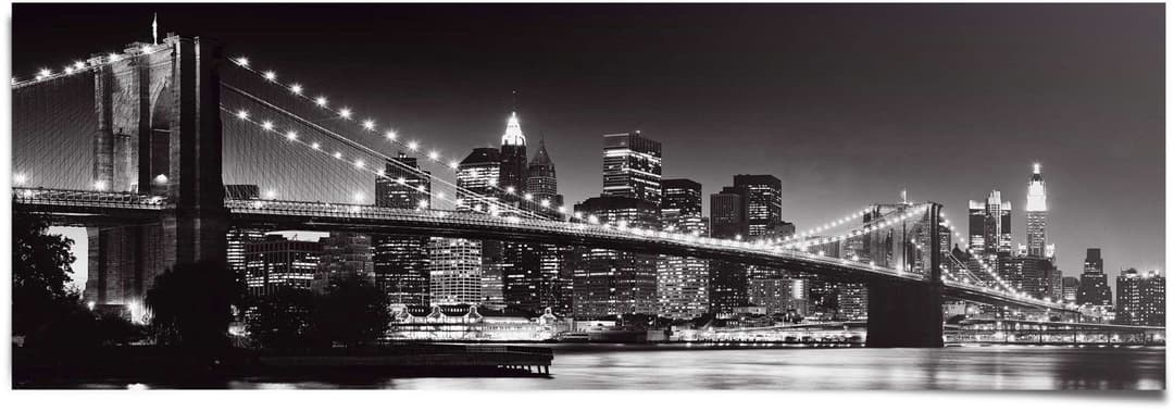 Reinders! Poster New York Brooklyn Bridge | Schwarz