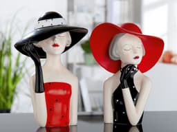 GILDE Dekofigur Lady mit rotem Hut | Rot