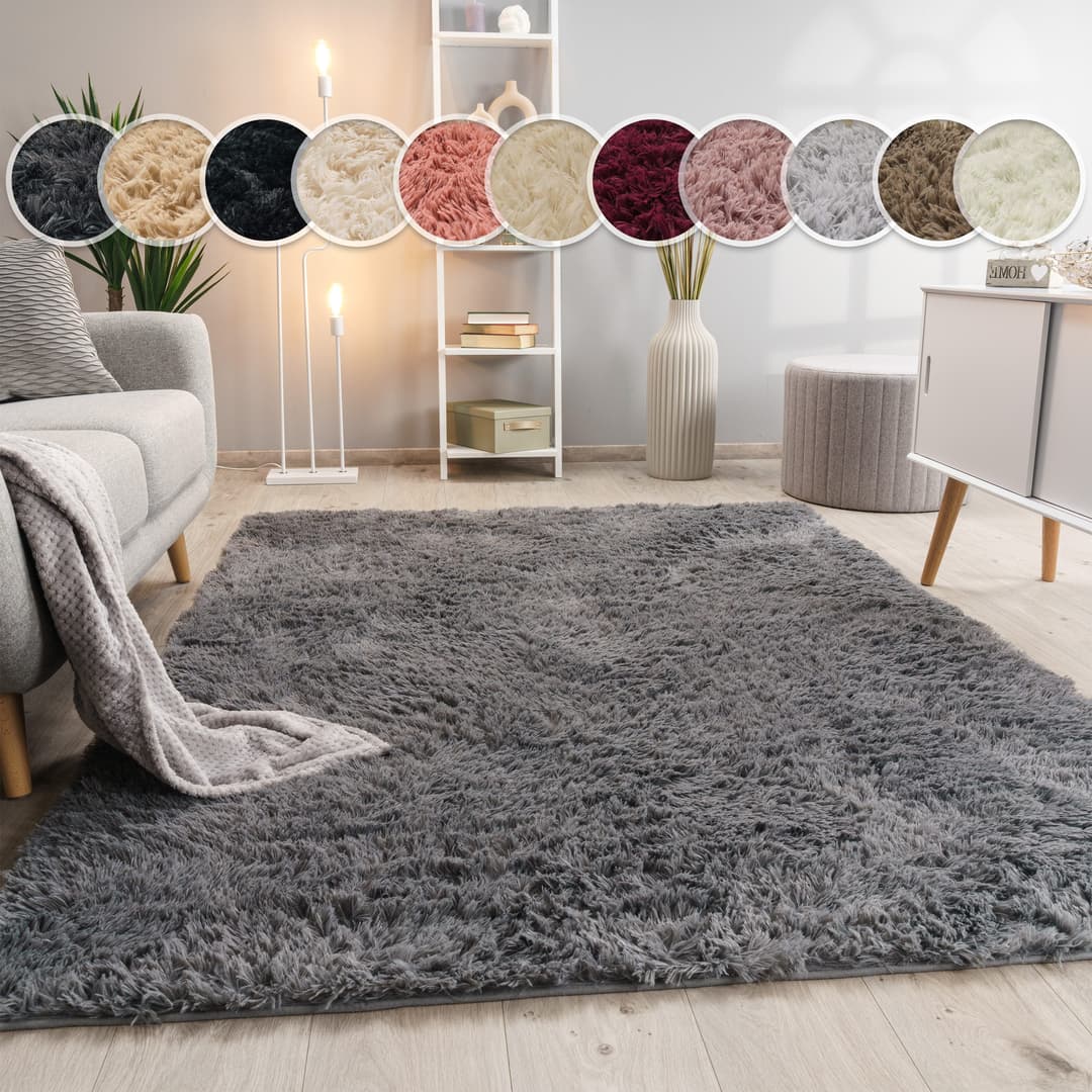 Paco Home Hochflor-Teppich Silky 591 | Grau