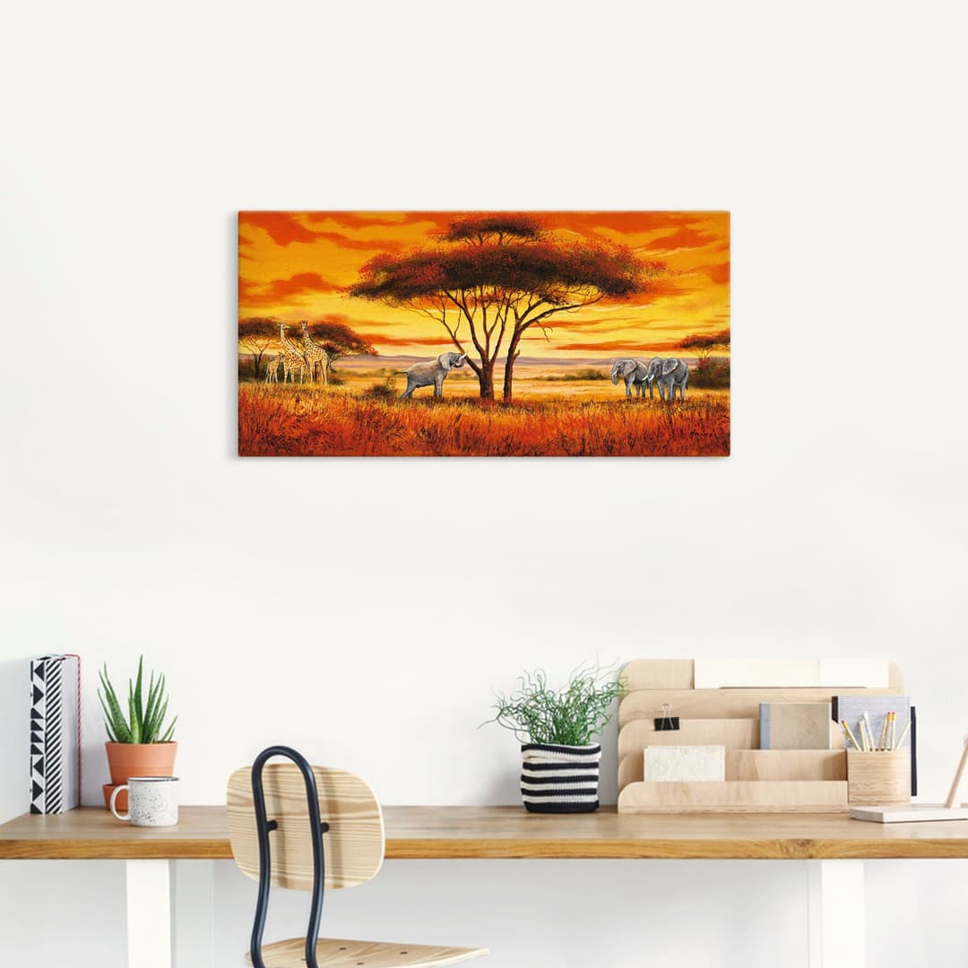 Artland Leinwandbild Afrikanische Landschaft II | Mehrfarbig