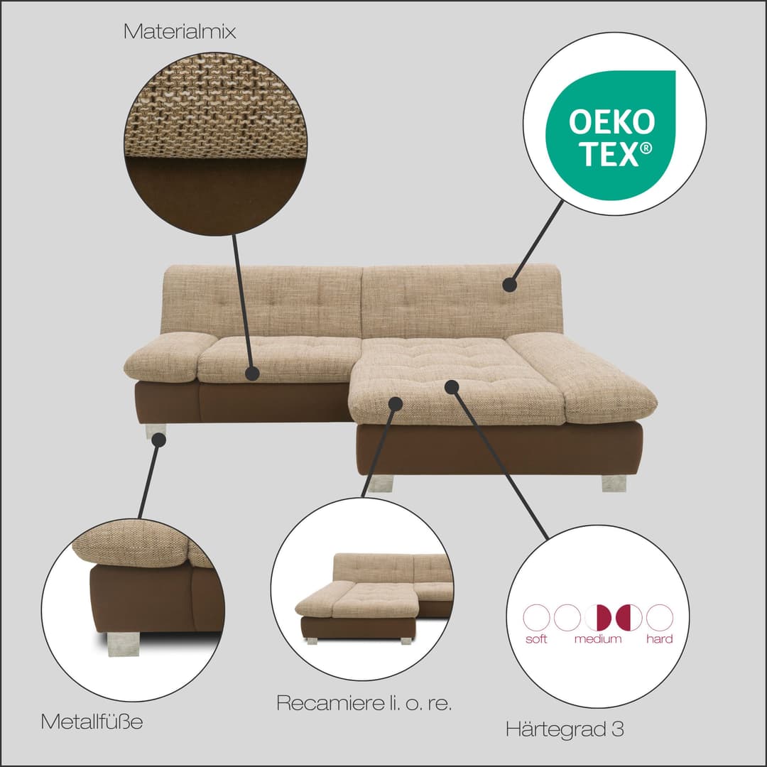 DOMO collection Ecksofa 100031 | Grau