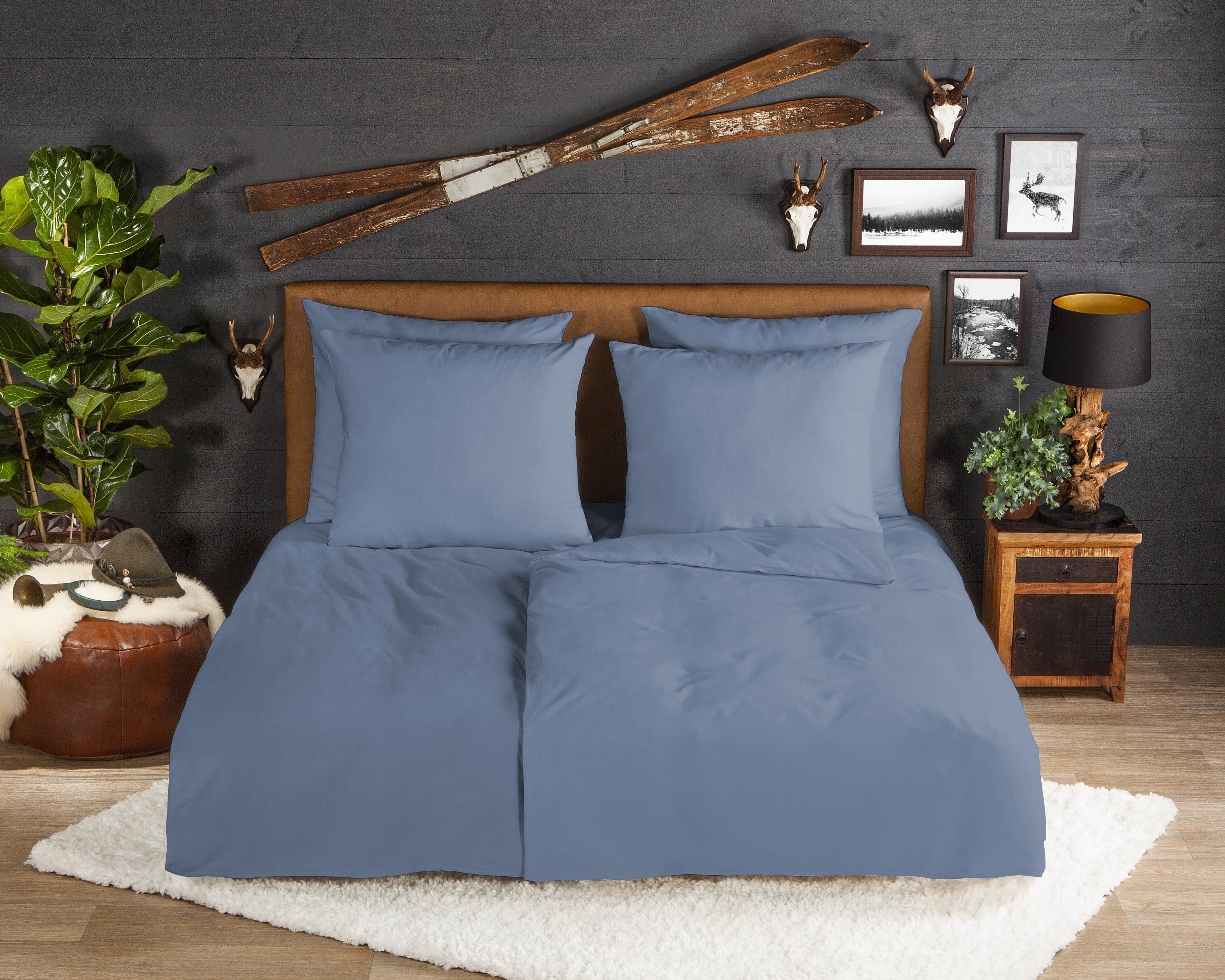 good morning Bettwäsche Flanel Uni | Blau
