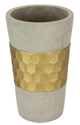 I.GE.A. Dekovase Goldverzierte Blumenvase | Grau