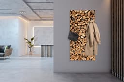 queence Wandgarderobe Paneel Holzstapel Optik | Holztöne
