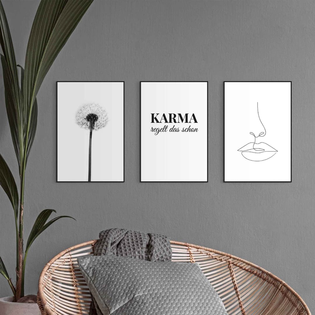 Reinders! Wandbild Set Modern Art Pusteblume | Schwarz