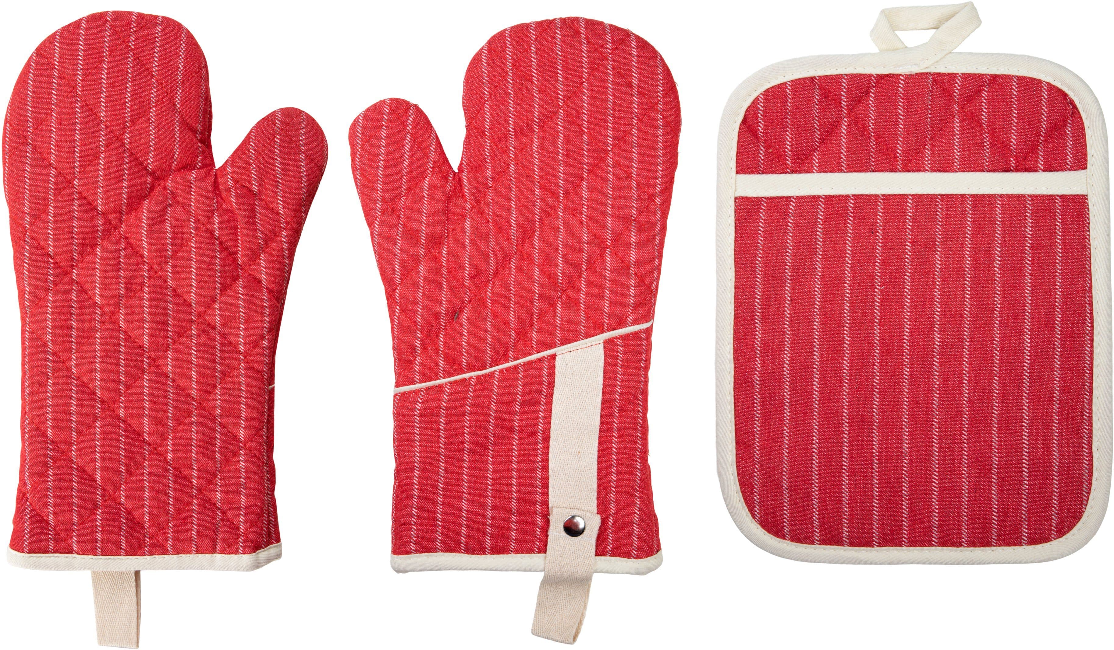 stuco Topfhandschuhe gestreift | Rot