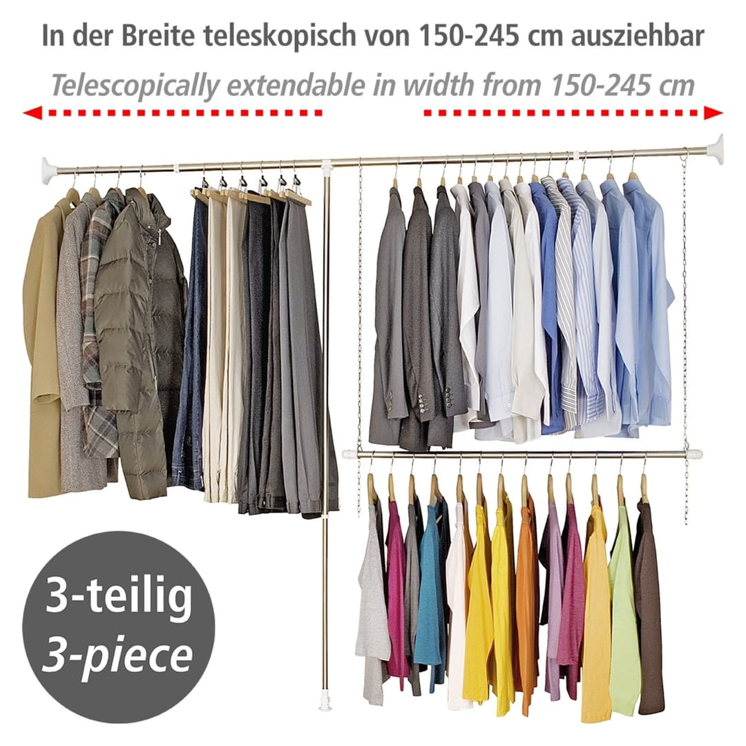 Wenko Teleskopregal Garderobe | Silber
