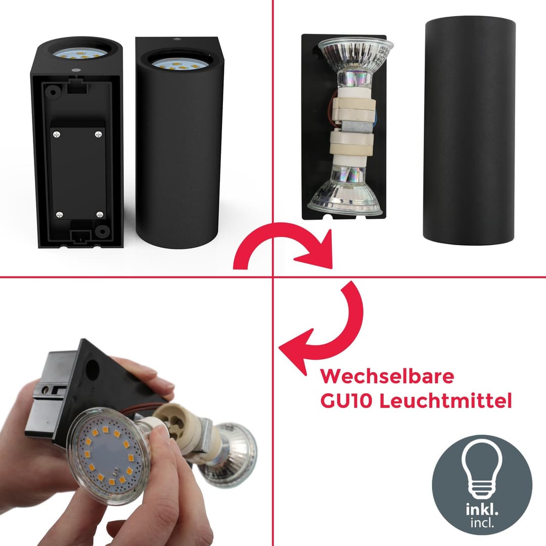 B.K.Licht LED Außen-Wandleuchte Volans | Schwarz
