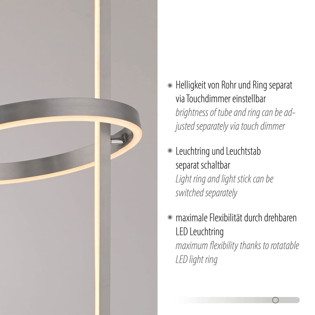 JUST LIGHT LED Stehlampe RITUS | Silber