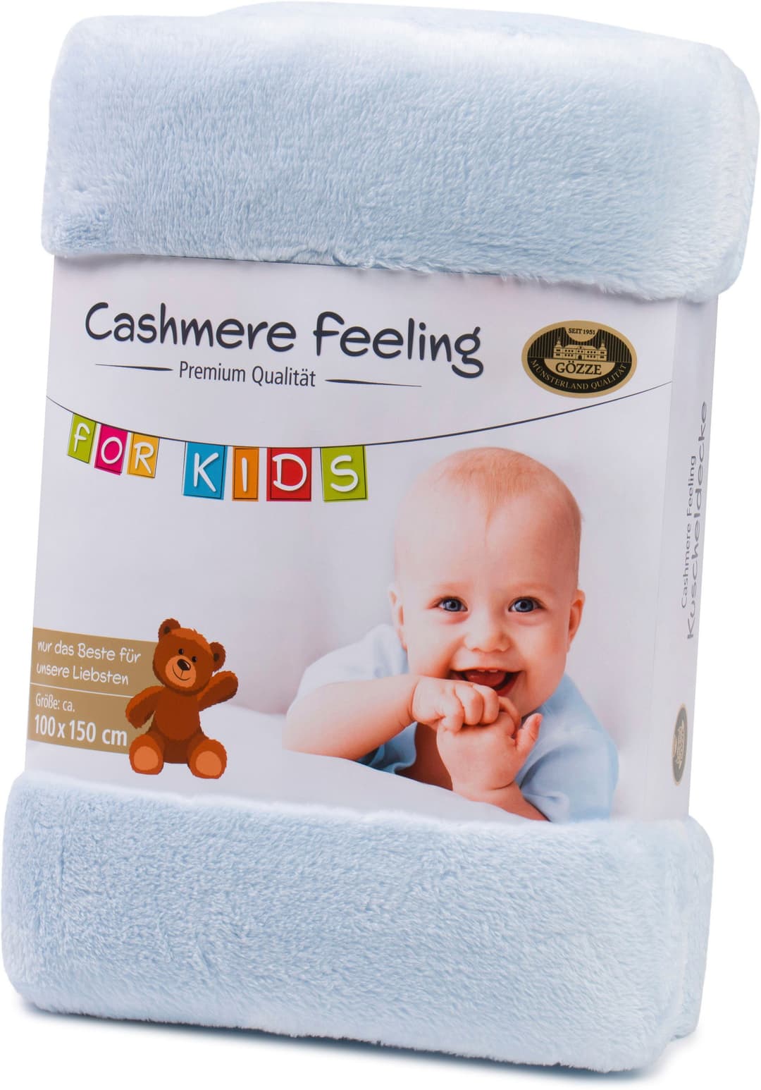 Kinderdecke Premium Cashmerefeeling, Gözze, kuschelig warm | Blau