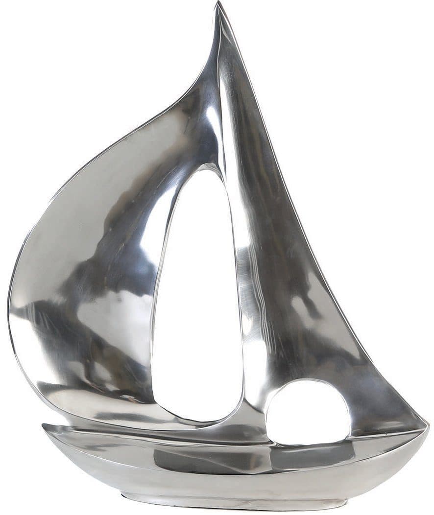 GILDE Dekoobjekt Skulptur Segel-Boot | Silber