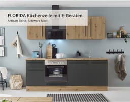 KOCHSTATION Küchenzeile Florida | Schwarz